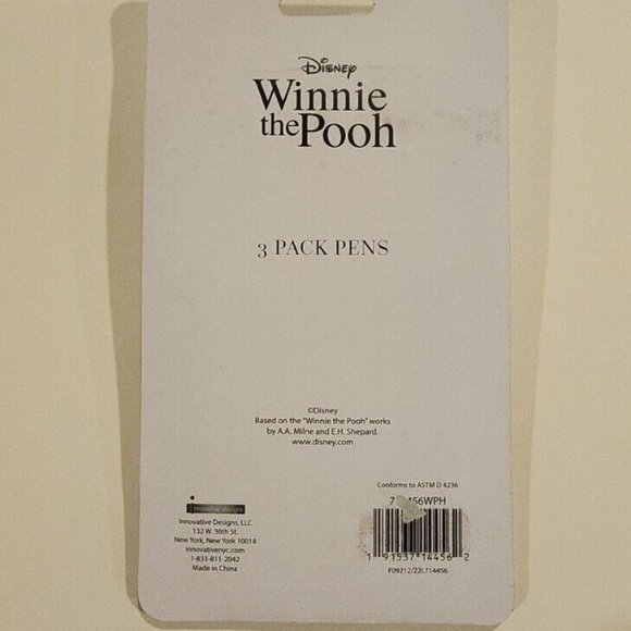 Disney Winnie The Pooh Pen Set of 3 Pooh Tigger Piglet NEW - Picture 7 of 9
